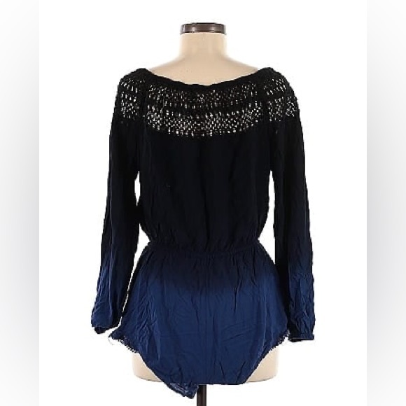 VICTORIA'S SECRET Beach Swim Cover Up Crochet Tassel Romper Ombre Blue B… - Picture 3 of 6